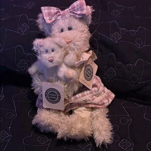 Boyds Bears Plush Cat Toy with Pink Plaid Outfit